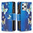 Funda de Cuero Cartera con Soporte Mariposa Carcasa para Apple iPhone 15 Pro Azul