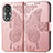 Funda de Cuero Cartera con Soporte Mariposa Carcasa para Huawei Honor 80 5G Oro Rosa