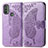 Funda de Cuero Cartera con Soporte Mariposa Carcasa para Motorola Moto E20 Purpura Claro