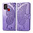 Funda de Cuero Cartera con Soporte Mariposa Carcasa para Samsung Galaxy A21s Purpura Claro