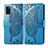 Funda de Cuero Cartera con Soporte Mariposa Carcasa para Samsung Galaxy A41 Azul