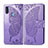 Funda de Cuero Cartera con Soporte Mariposa Carcasa para Samsung Galaxy M11 Purpura Claro