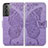 Funda de Cuero Cartera con Soporte Mariposa Carcasa para Samsung Galaxy S21 FE 5G Purpura Claro