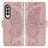 Funda de Cuero Cartera con Soporte Mariposa Carcasa para Samsung Galaxy Z Fold3 5G Rosa