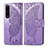 Funda de Cuero Cartera con Soporte Mariposa Carcasa para Sony Xperia 1 III Purpura Claro