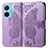 Funda de Cuero Cartera con Soporte Mariposa Carcasa para Vivo iQOO Z6 Pro 5G Purpura Claro