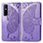 Funda de Cuero Cartera con Soporte Mariposa Carcasa para Vivo Y73s 5G Purpura Claro