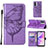 Funda de Cuero Cartera con Soporte Mariposa Carcasa Y01B para OnePlus Nord N300 5G Purpura Claro