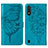 Funda de Cuero Cartera con Soporte Mariposa Carcasa Y01B para Samsung Galaxy A01 SM-A015 Azul