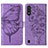 Funda de Cuero Cartera con Soporte Mariposa Carcasa Y01B para Samsung Galaxy A01 SM-A015 Purpura Claro