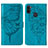 Funda de Cuero Cartera con Soporte Mariposa Carcasa Y01B para Samsung Galaxy A11 Azul