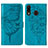 Funda de Cuero Cartera con Soporte Mariposa Carcasa Y01B para Samsung Galaxy A30 Azul