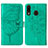 Funda de Cuero Cartera con Soporte Mariposa Carcasa Y01B para Samsung Galaxy A30 Verde