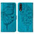 Funda de Cuero Cartera con Soporte Mariposa Carcasa Y01B para Samsung Galaxy A30S Azul