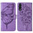 Funda de Cuero Cartera con Soporte Mariposa Carcasa Y01B para Samsung Galaxy A30S Purpura Claro