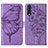 Funda de Cuero Cartera con Soporte Mariposa Carcasa Y01B para Samsung Galaxy A50S Purpura Claro