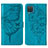 Funda de Cuero Cartera con Soporte Mariposa Carcasa Y01B para Samsung Galaxy F12 Azul