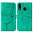 Funda de Cuero Cartera con Soporte Mariposa Carcasa Y01B para Samsung Galaxy M10S Verde