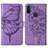 Funda de Cuero Cartera con Soporte Mariposa Carcasa Y01B para Samsung Galaxy M11 Purpura Claro