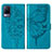 Funda de Cuero Cartera con Soporte Mariposa Carcasa Y01B para Vivo V21 5G Azul