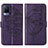 Funda de Cuero Cartera con Soporte Mariposa Carcasa Y01B para Vivo V21 5G Morado