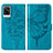 Funda de Cuero Cartera con Soporte Mariposa Carcasa Y01B para Vivo V21e 4G Azul