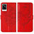 Funda de Cuero Cartera con Soporte Mariposa Carcasa Y01B para Vivo V21e 4G Rojo