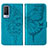 Funda de Cuero Cartera con Soporte Mariposa Carcasa Y01B para Vivo V21e 5G Azul