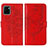 Funda de Cuero Cartera con Soporte Mariposa Carcasa Y01B para Vivo Y15C Rojo