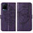 Funda de Cuero Cartera con Soporte Mariposa Carcasa Y01B para Vivo Y21 Morado