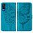 Funda de Cuero Cartera con Soporte Mariposa Carcasa Y01B para Vivo Y53s 4G Azul