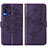 Funda de Cuero Cartera con Soporte Mariposa Carcasa Y01B para Vivo Y53s NFC Morado