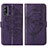 Funda de Cuero Cartera con Soporte Mariposa Carcasa Y01B para Vivo Y72 5G Morado