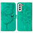 Funda de Cuero Cartera con Soporte Mariposa Carcasa Y06B para Samsung Galaxy S21 FE 5G Verde