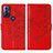 Funda de Cuero Cartera con Soporte Mariposa Carcasa YB1 para Motorola Moto G Play (2023) Rojo