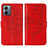 Funda de Cuero Cartera con Soporte Mariposa Carcasa YB1 para Motorola Moto G14 Rojo