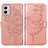 Funda de Cuero Cartera con Soporte Mariposa Carcasa YB1 para Motorola Moto G53 5G Oro Rosa