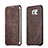 Funda de Cuero Cartera con Soporte para Samsung Galaxy S6 Edge+ Plus SM-G928F Marron