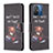 Funda de Cuero Cartera con Soporte Patron de Moda Carcasa B01F para Xiaomi Redmi 12C 4G Gris Oscuro