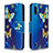 Funda de Cuero Cartera con Soporte Patron de Moda Carcasa B03F para Samsung Galaxy A01 SM-A015 Azul Real
