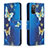 Funda de Cuero Cartera con Soporte Patron de Moda Carcasa B03F para Samsung Galaxy F02S SM-E025F Azul Cielo