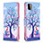 Funda de Cuero Cartera con Soporte Patron de Moda Carcasa B03F para Samsung Galaxy F42 5G Purpura Claro