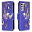 Funda de Cuero Cartera con Soporte Patron de Moda Carcasa B03F para Samsung Galaxy F54 5G Azul Real