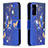 Funda de Cuero Cartera con Soporte Patron de Moda Carcasa B03F para Samsung Galaxy S20 FE 4G Azul Real