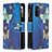 Funda de Cuero Cartera con Soporte Patron de Moda Carcasa B04F para Oppo A74 5G Azul