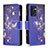 Funda de Cuero Cartera con Soporte Patron de Moda Carcasa B04F para Oppo Reno7 5G Azul Real