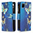 Funda de Cuero Cartera con Soporte Patron de Moda Carcasa B04F para Realme 7i RMX2193 Azul