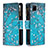 Funda de Cuero Cartera con Soporte Patron de Moda Carcasa B04F para Realme 7i RMX2193 Cian