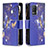 Funda de Cuero Cartera con Soporte Patron de Moda Carcasa B04F para Realme 9 5G India Azul Real