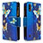 Funda de Cuero Cartera con Soporte Patron de Moda Carcasa B04F para Samsung Galaxy A01 SM-A015 Azul